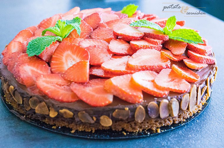 Gâteau chocolat-fruits rouges vegan